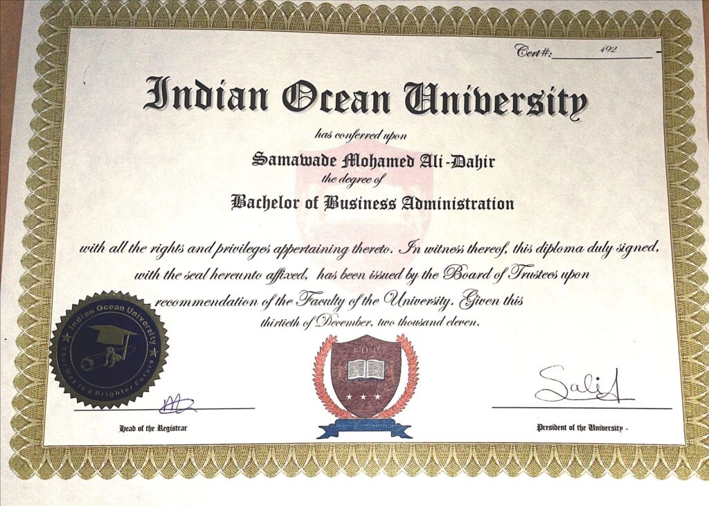 Indian university diploma